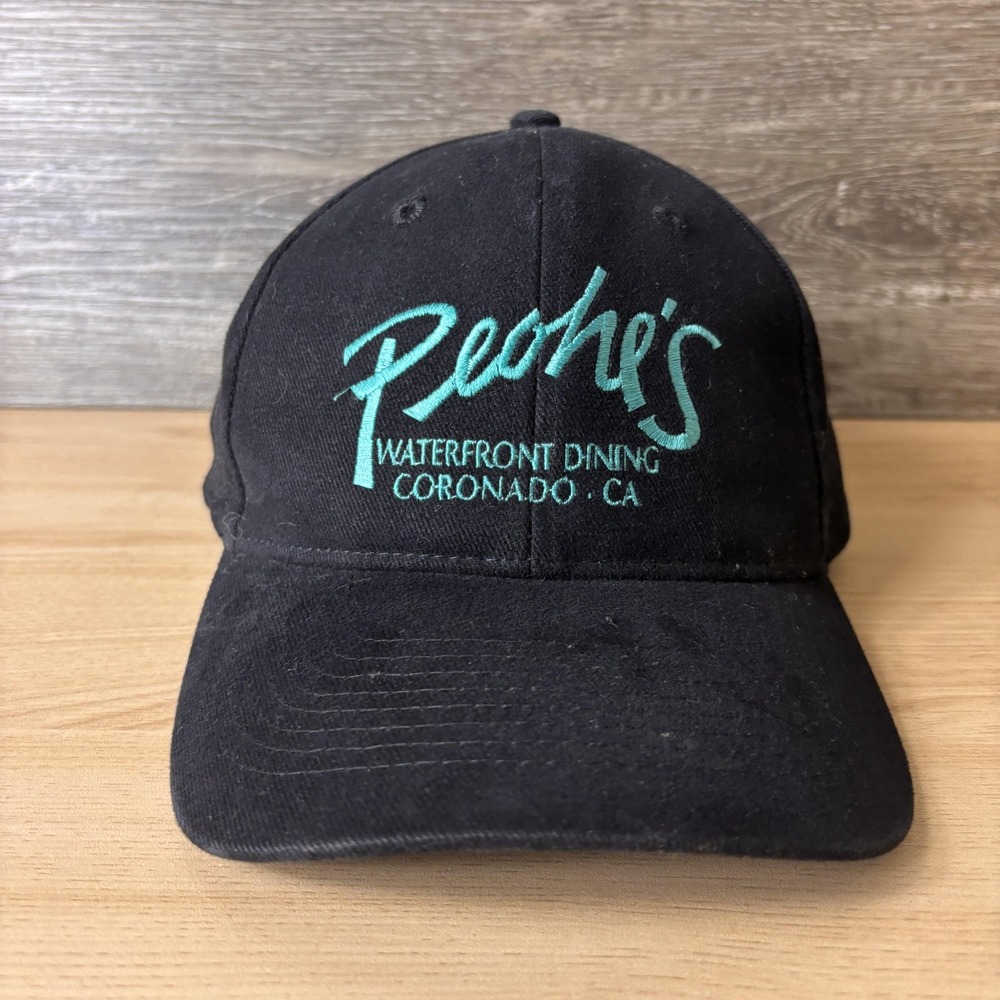 Peohes Hat Cap Snap Back Black Embroidered Restaurant Coronado CA Mens Made USA